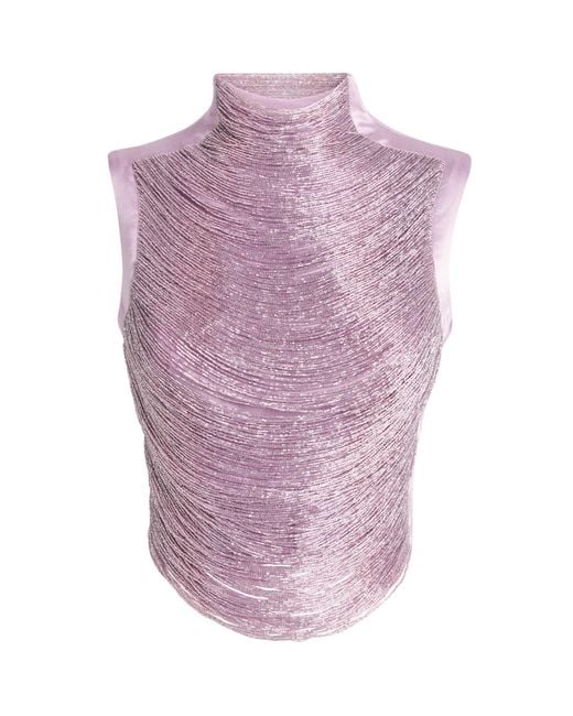 Cult Gaia Purple Beaded Taraji Top