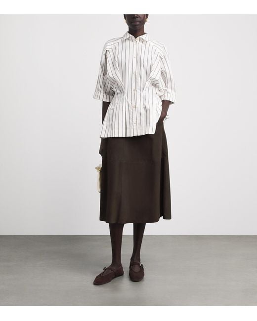 RETORI Brown Suede Straight Midi Skirt