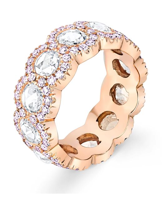 David Morris Metallic Rose And Diamond Rose Cut Eternity Ring