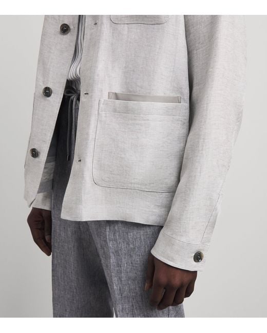 Paul & Shark Gray Linen Chore Overshirt for men