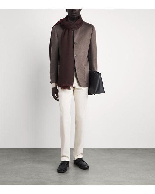 Colombo Brown Cashmere-Silk Scarf for men