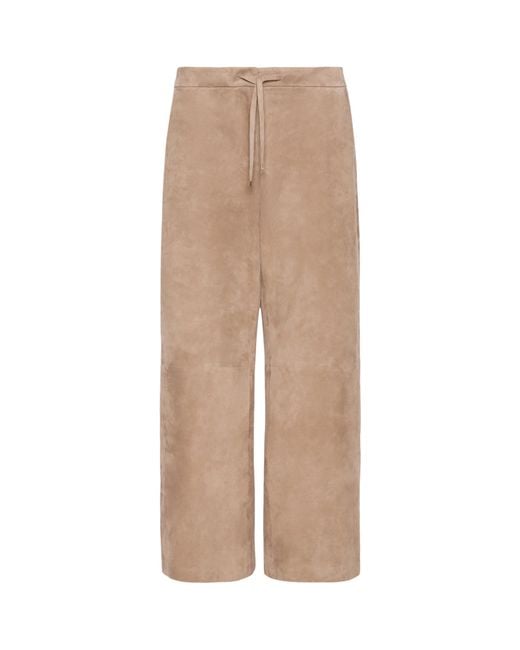 Max Mara Natural Suede Drawstring Trousers