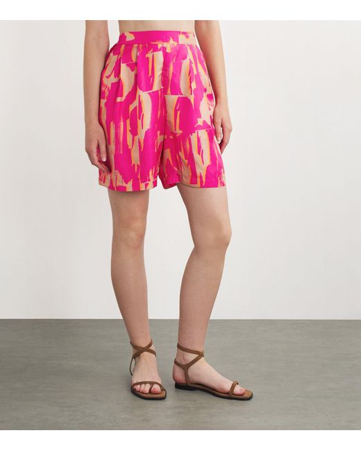 Asceno Pink Silk Carros Pyjama Shorts