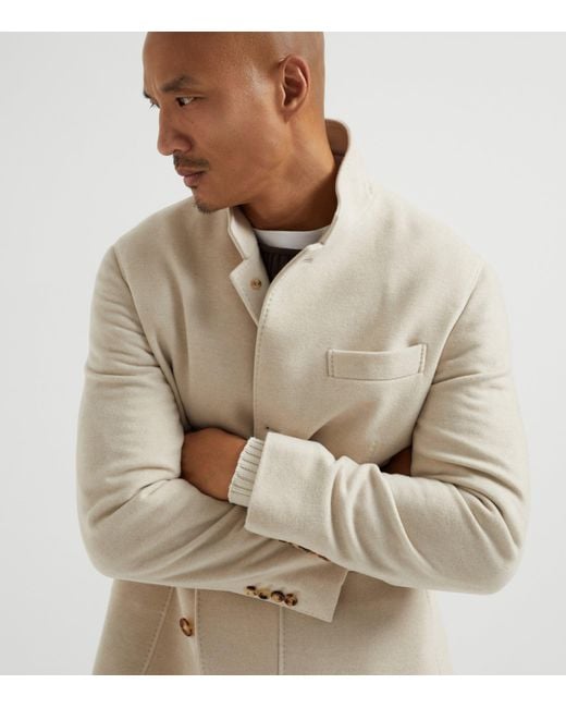 Brunello Cucinelli White Cashmere Coat for men