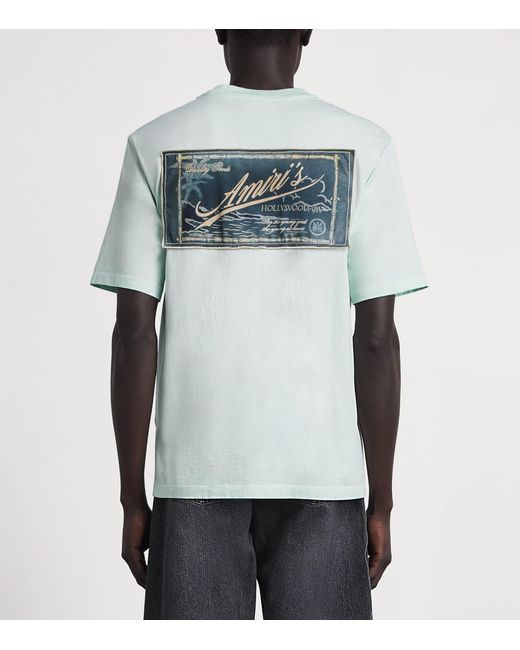 Amiri Blue Cotton Quality Goods Patch T-Shirt for men