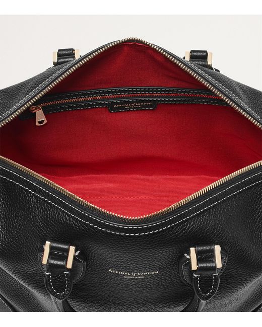 Aspinal Black Leather Midi The Hudson Bowling Bag