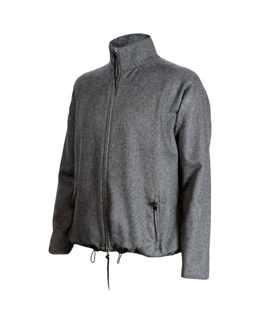 Alan Scott Gray Cashmere-Blend Track Sweater for men