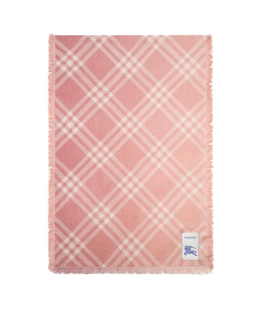 Burberry Pink Wool-Silk Gradient Check Scarf