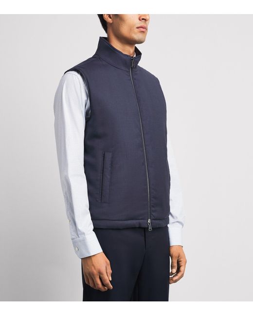 Paul & Shark Blue Virgin Wool Reversible Gilet for men