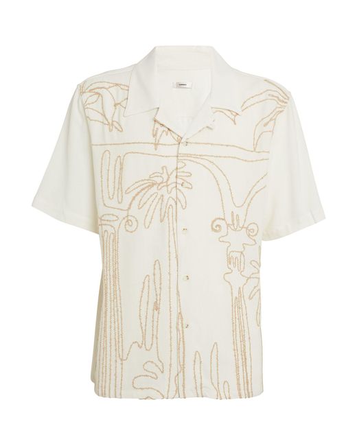Commas White Short-sleeve Embroidered Shirt for men