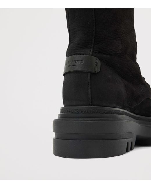 AllSaints Black Leather Jay Mid-Calf Boots