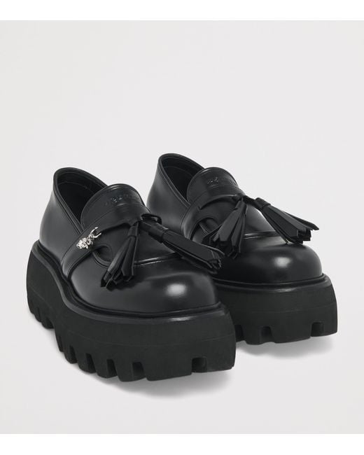 McQueen Black Leather Sofa Loafers for men