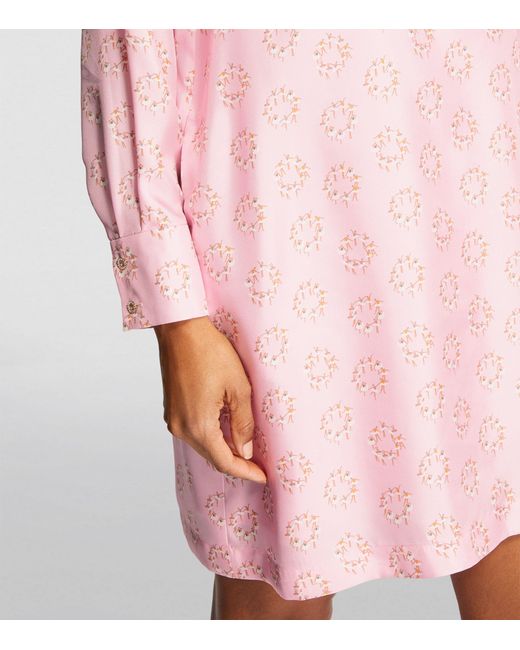 Max Mara Pink Silk Ballerina Print Shirt Dress