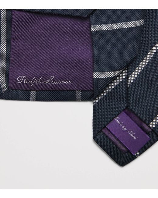 Ralph Lauren Blue Mulberry Silk Stripe Tie for men