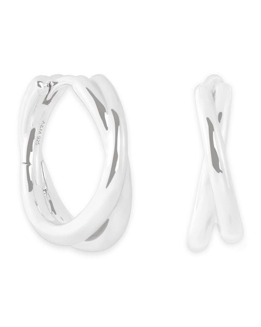 Astrid & Miyu White Crossover Illusion Hoop Earrings