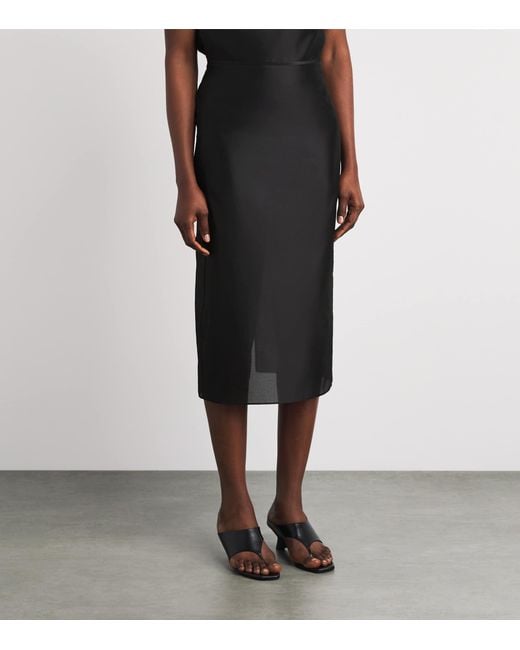 Almada Label Black Silk-Blend Kiana Midi Skirt