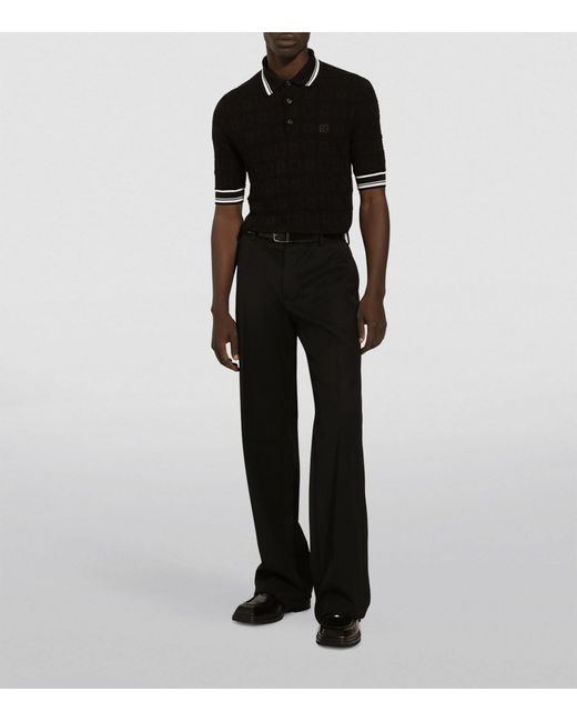 Dolce & Gabbana Black Silk-blend Polo Shirt for men