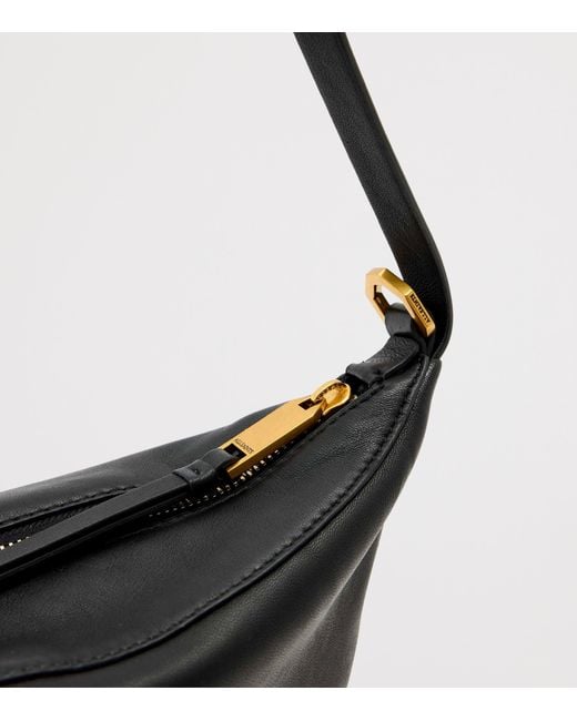 AllSaints Black Micro Leather Luna Shoulder Bag