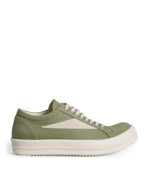 Rick Owens Green Denim Vintage Low-Top Sneakers for men