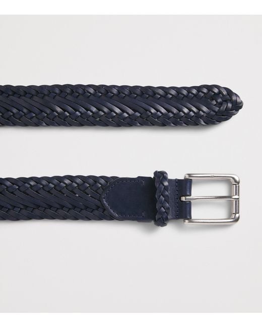 Ralph Lauren Blue Leather Braided Belt for men