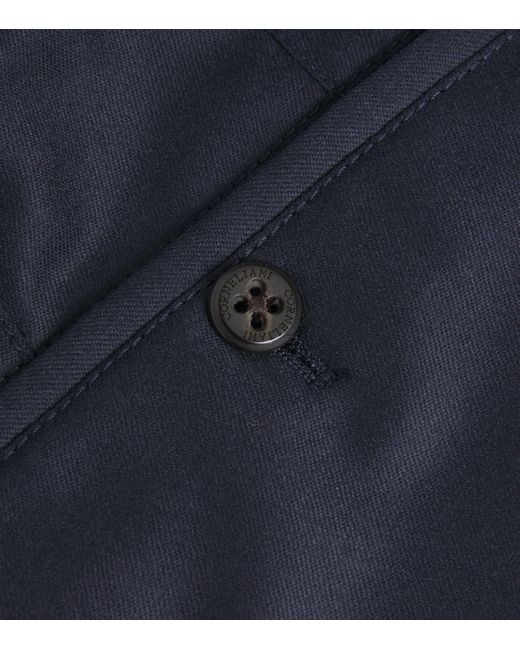 Corneliani Blue Wool Drawstring Trousers for men
