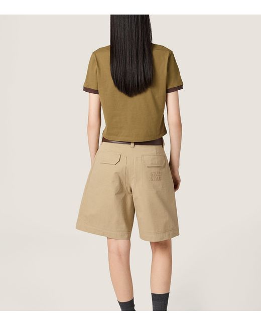 Miu Miu Natural Cotton Jersey Logo T-Shirt