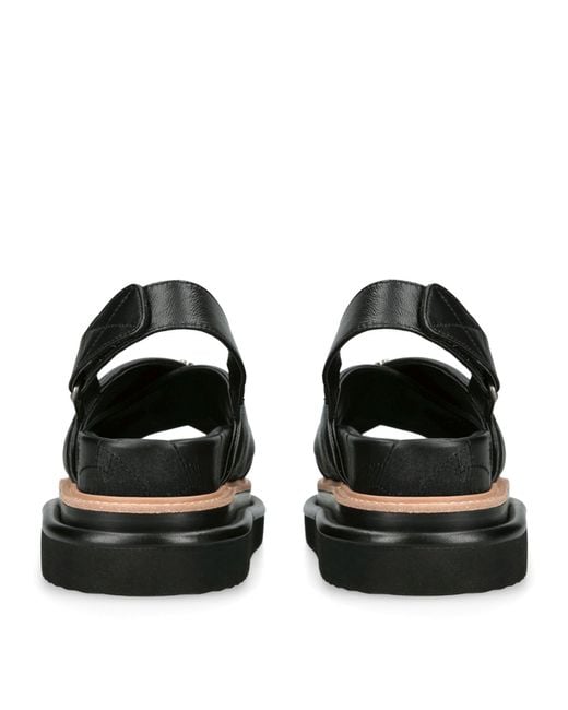 Kurt Geiger Black Leather Orson Cross-strap Sandals