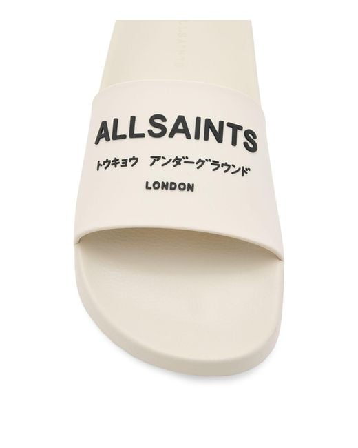 AllSaints White Underground Logo Slides for men