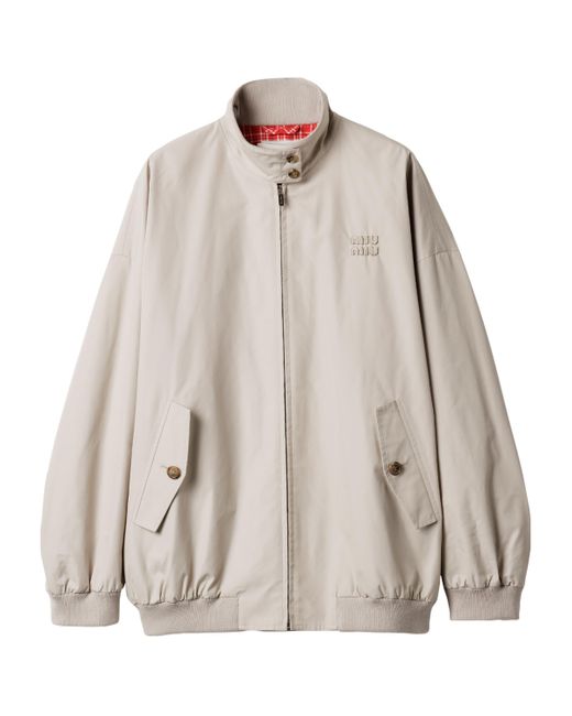 Miu Miu Natural Cotton-Blend Panama Blouson Jacket