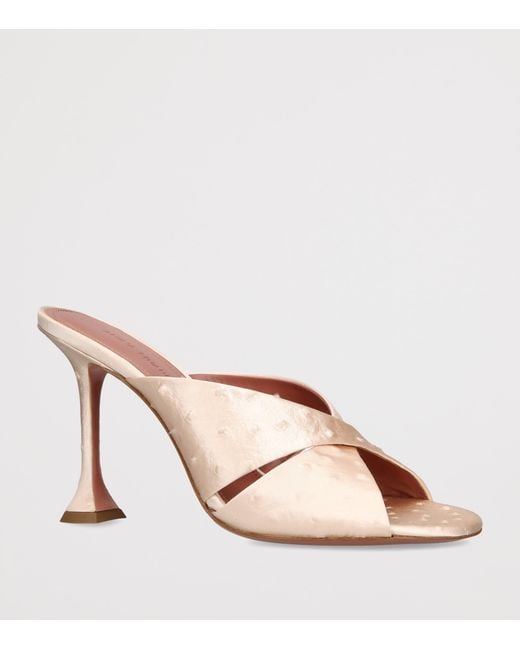 AMINA MUADDI Natural Embossed Satin Salma Heeled Mules 95