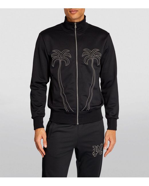 Palm Angels Black Milano Stud Track Jacket for men