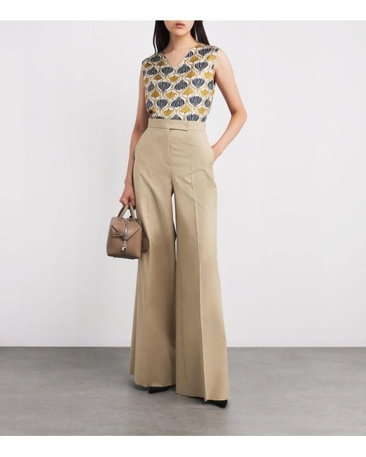 Max Mara Natural Stretch-Cotton Wide-Leg Trousers