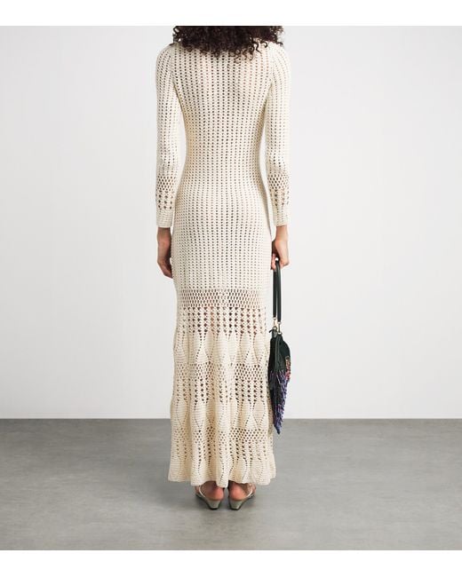 Escvdo White Crochet Reflejo Midi Dress