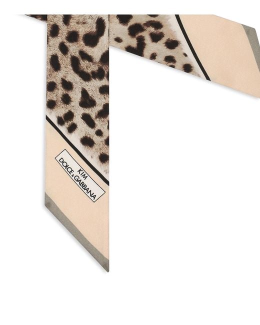 Dolce & Gabbana Metallic Kim Leopard Print Twill Headscarf