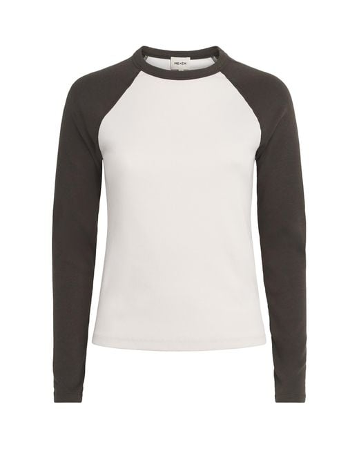 ME+EM Black Slim Baseball Top