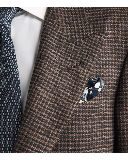 Eton of Sweden Blue Silk Geometric Pocket Square for men