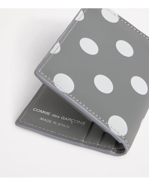 Comme des Garçons Gray Leather Polka-Dot Bifold Card Holder for men
