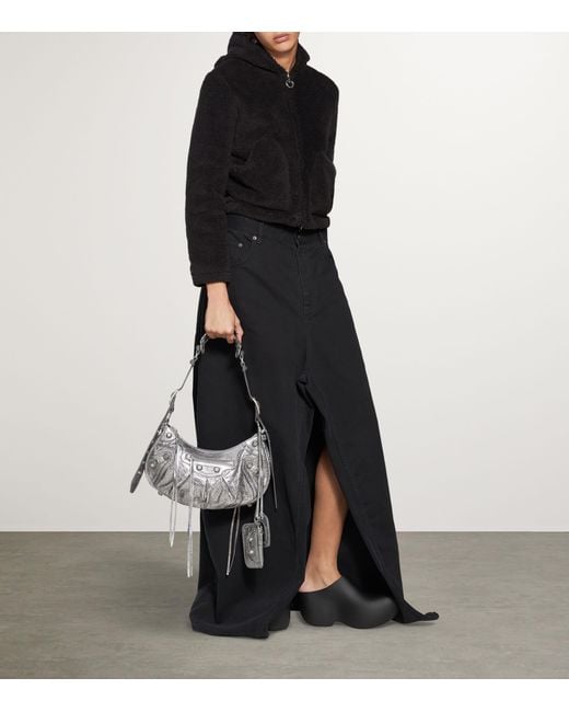 Balenciaga Gray Le Cagole Small Shoulder Bag Metallized