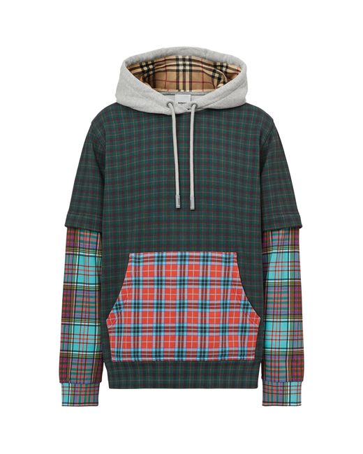 Burberry Green Patchwork Hoodie for men