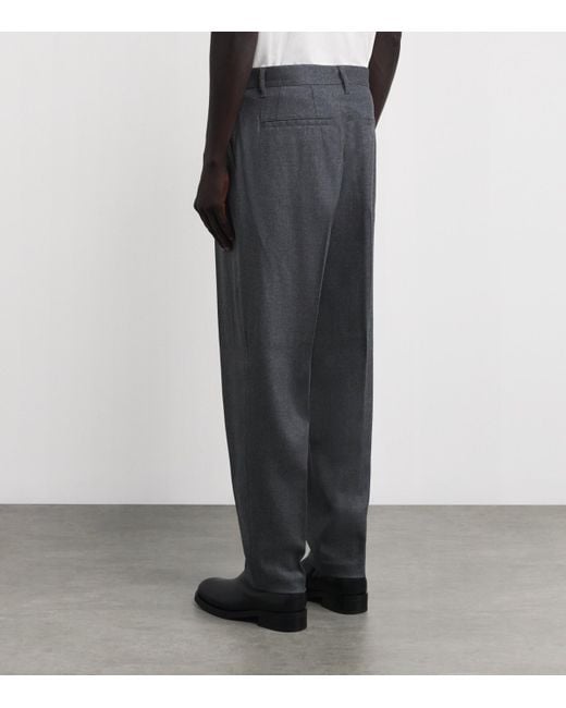 Emporio Armani Gray Stretch-Virgin Wool Trousers for men