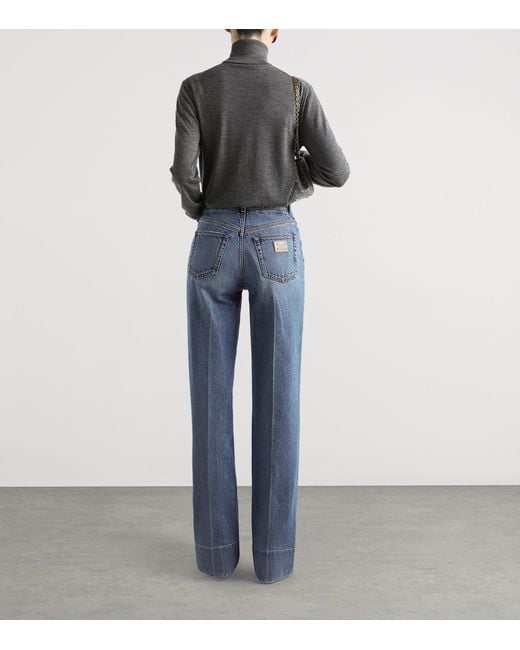 Dolce & Gabbana Blue Fold-Effect High-Rise Jeans