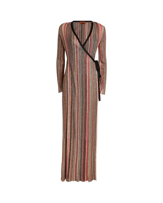 Missoni Brown Embellished Striped Maxi Dress