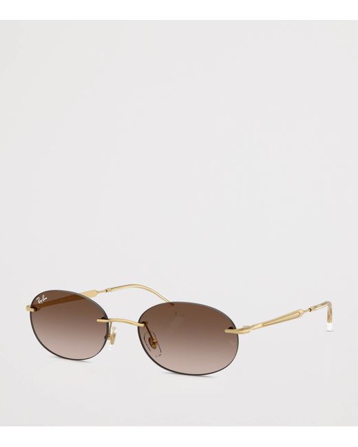 Ray-Ban Brown 0Rb3707 Metal Oval Sunglasses