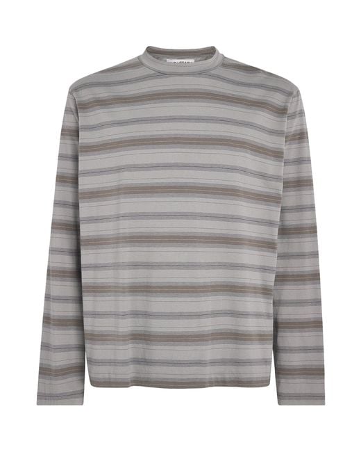 Our Legacy Gray Cotton Stripe Box Long-Sleeve T-Shirt for men
