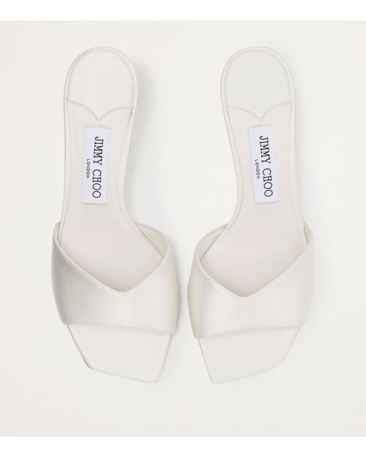 Jimmy Choo White Skye 70 Satin Mules