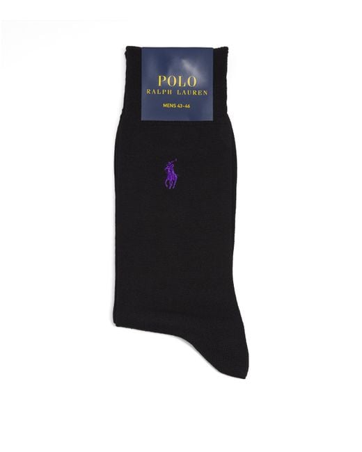 Polo Ralph Lauren Black Pony Flat-Knit Trouser Socks for men
