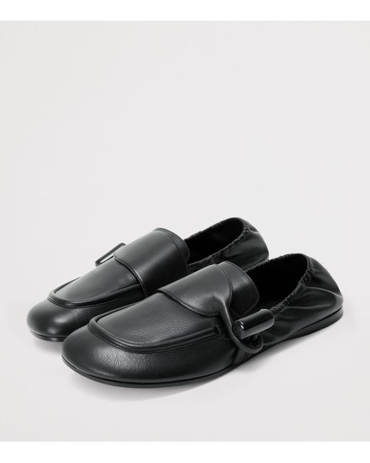 Loewe Black Leather Toggle Loafers