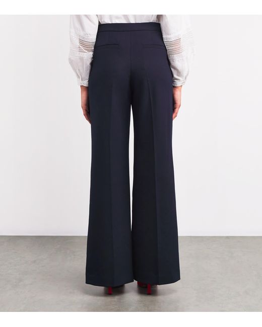 Claudie Pierlot Blue Button-Front Straight Trousers