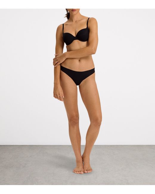 Hanro Black Invisible Cotton Thong