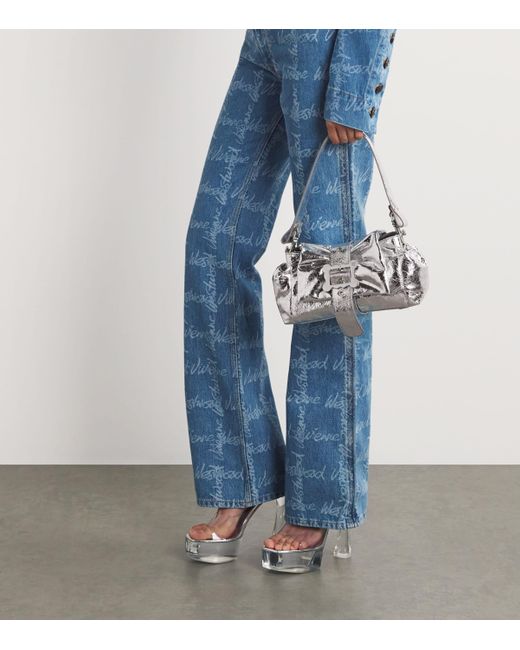 Vivienne Westwood Gray Metallic Leather Hazel Top-Handle Bag
